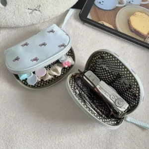 Portable Travel Storage Bag Cute Puppy Print Multifunctional Nylon Cosmetic Bag Makeup Organizer Pouch For Women