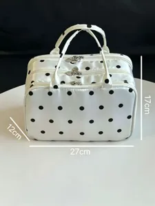Borsa cosmetica a pois multistrato di grande capacità beauty case da viaggio