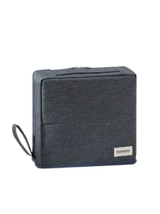 Large capacity cosmetic bag travel storage organizer with handle and zipper closure.