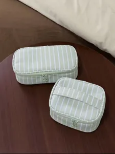 Striped cosmetic bag set, large capacity portable travel makeup organizer wash bag