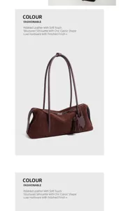 Bolso de hombro clásico de cuero graneado con tacto suave y silueta estructurada chic.