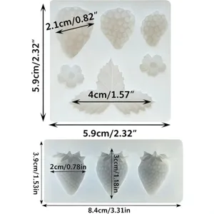 Silicone strawberry mold for DIY craft, candy, chocolate, and resin making with clear sizes.