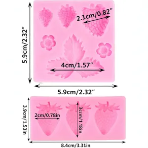 Pink strawberry silicone mold for DIY chocolate candy fondant cake decorating craft project.