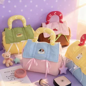 Cute dopamine puffer cosmetic bag large capacity travel toiletry handbag cute cartoon makeup pouch