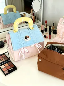 Dopamine Large Capacity Cute Cartoon Travel Wash Handheld Portable Storage Bag Quilted Cosmetic Bag For Women Makeup Pouch