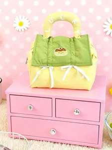 Cute dopamine cosmetic bag large capacity cartoon travel wash handbag for women daily use.