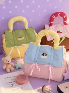 Cute dopamine plush cosmetic bag large capacity cartoon travel handbag toiletry storage pouch