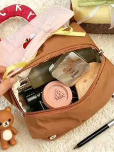 Large capacity dopamine cosmetic bag portable travel makeup storage pouch for women daily use.