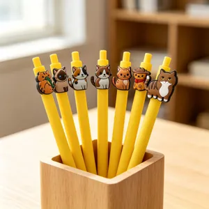 Bolígrafos de gel con adorables gatos de silicona, retráctiles y suaves para oficina y escuela.