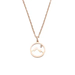 Rose gold stainless steel mountain pendant necklace minimalist nature jewelry for women daily