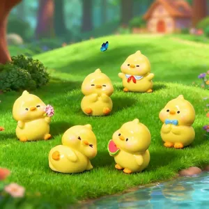 Mignonnes figurines miniatures de canard jaune en résine pour micro paysage jardin DIY voiture.
