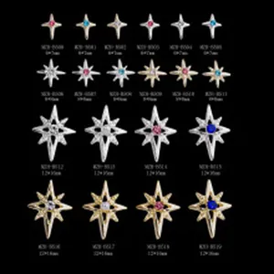 Breloques d'ongles étoile strass en métal tailles assorties pour superbes décorations manucure