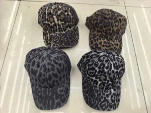 Women fashion leopard print baseball cap casual versatile sun hat detailed view