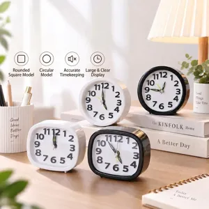 Minimalist desk alarm clock round and square design for home bedroom study decor