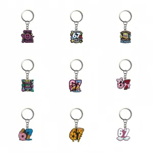 Leuke nummer 67 zachte PVC sleutelhanger set, school en voedsel thema tas accessoires.