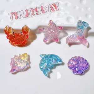 Resin DIY accessories ocean series starfish dolphin shell charms glitter craft supplies