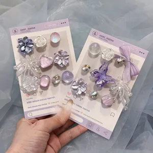 Ensemble de pinces à cheveux et breloques de chaussures en résine DIY violette mignon accessoires
