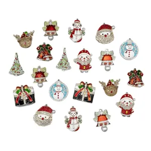 Noël strass chaussures charms alliage métallique DIY accessoires père Noël bonhomme de neige