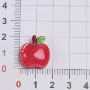 Dije de manzana de resina roja accesorio DIY para funda de teléfono manualidades 1p
