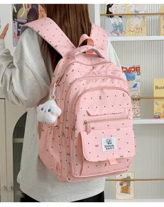 Zaino da studente a pois rosa zaino da viaggio casual per ragazze di grande capienza