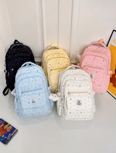 Zaino studente casual grande capacità borsa scolastica grazioso motivo a pois viaggio adolescenti
