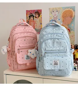 Zaino per studenti carino, grande borsa scolastica da viaggio con tasche multiple.