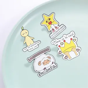 Leuke Spaanse quote metalen emaille broches set, cartoon spruitje ster schaap speld accessoires