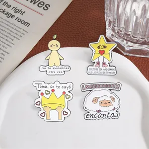 Leuke genezende Spaanse metalen geëmailleerde speldjes set, cartoon broche voor kleding en rugzak