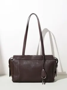 Dunkelbraune Leder Schultertasche Vintage Tote Bag minimalistische Damen Handtasche