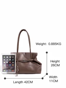 Leder Pendler große Kapazität Schultertasche für Damen, stilvolle Achseltasche Maße 42x26x11cm.
