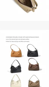 Bolso de hombro de piel genuina, elegante bolso boston con bolsillo principal e interior.