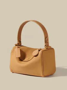 Mujer autentico cuero boston bolsos casual bandolera hombro almohada bolso caqui