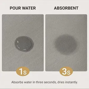 Absorbent floor mat for bathroom and living room, non-slip quick-dry diatomaceous earth style rug.
