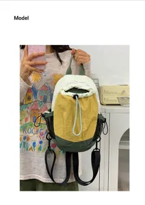 Sac à dos de sport de loisir décontracté bloc de couleur nylon sac d'épaule