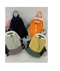 Sac à dos cordon colorblock décontracté élégant petit sac de jour pour sport en plein air