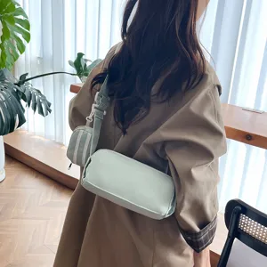 Casual minimalistische groene cilindrische schoudertas set voor dames stijlvolle dagelijkse