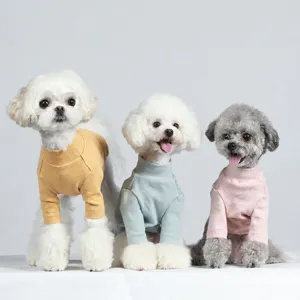 Comodo maglione per cani in puro cotone collo alto a due gambe abbigliamento caldo per animali inverno