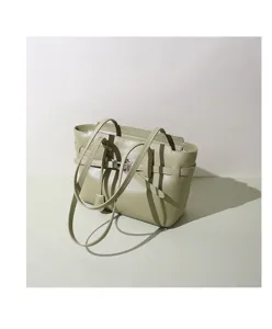 Elegante bolso tote de cuero verde claro para mujer, gran bolso de hombro para trabajo.