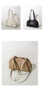 Bolso de hombro Boston de cuero tejido para mujer, bolso grande clásico para commuting.