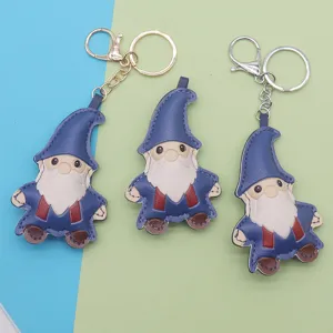 Cute leather gnome keychain cartoon bag charm Christmas pendant cute accessory gift for keys.