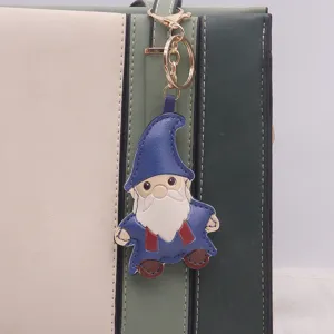 Cute leather gnome keychain bag pendant cartoon keyring holiday hanging decoration
