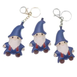 Leather gnome keychain cute cartoon bag pendant charm christmas holiday ornament gift keyring