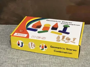 Geometrische Stereo Kombination Mathe Lernmittel Holz Bausteine Set fur Kinder Detailansicht.