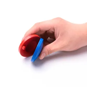 Wooden children castanet Orff percussion instrument red and blue rhythm toy for early learning