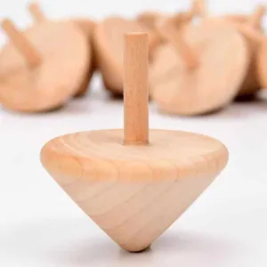 Traditional Wooden Spinning Top Classic Hand-Spun Wood Toy Retro Nostalgic Educational Toy For Kids Boys Play
