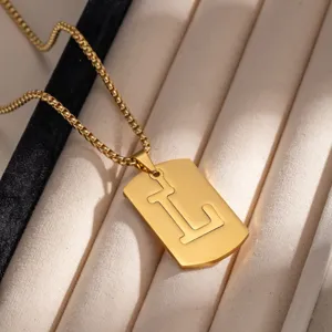 Collana con ciondolo a piastrina in acciaio inossidabile dorato lettera L, gioielli hip hop retrò.