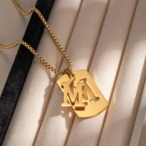 Elegante collana con ciondolo lettera in acciaio inossidabile dorato moda hip hop gioielli