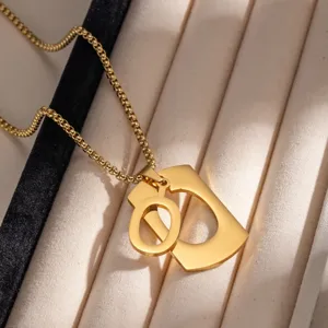 Vintage acciaio inossidabile ciondolo lettera collana moda lusso hip-hop stile gioiello
