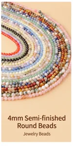 Nahaufnahme von 4mm bunten natürlichen Kristall-Rundperlen für DIY-Schmuckdesign Details.