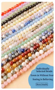 Bunte Kristall- und Naturstein-Rundperlen im Detail, ideal fur die DIY-Schmuckherstellung.